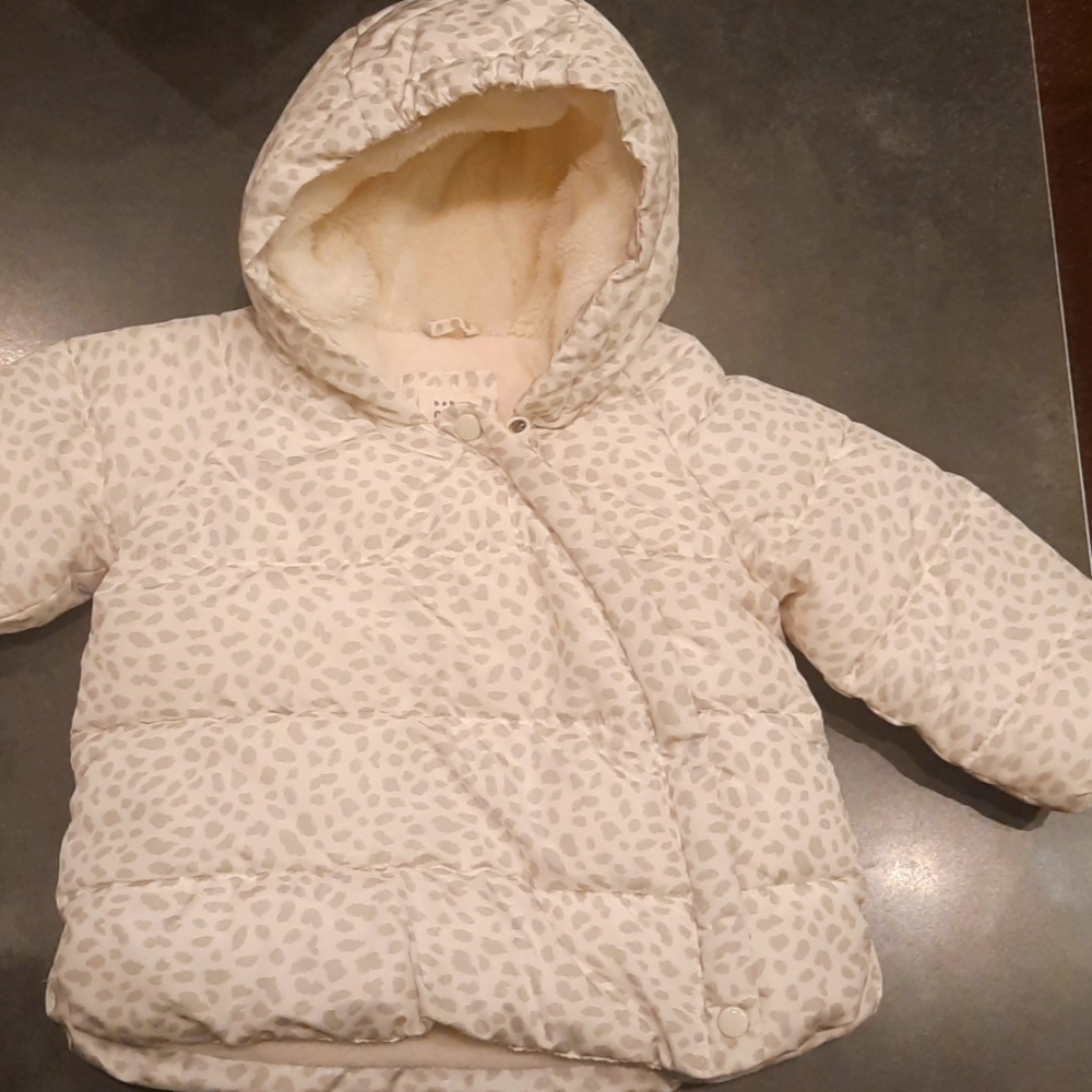 A Baby Gap leopard puffer jacket.